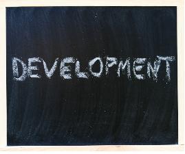 word development on a chalk board image