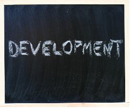 word development on a chalk board image